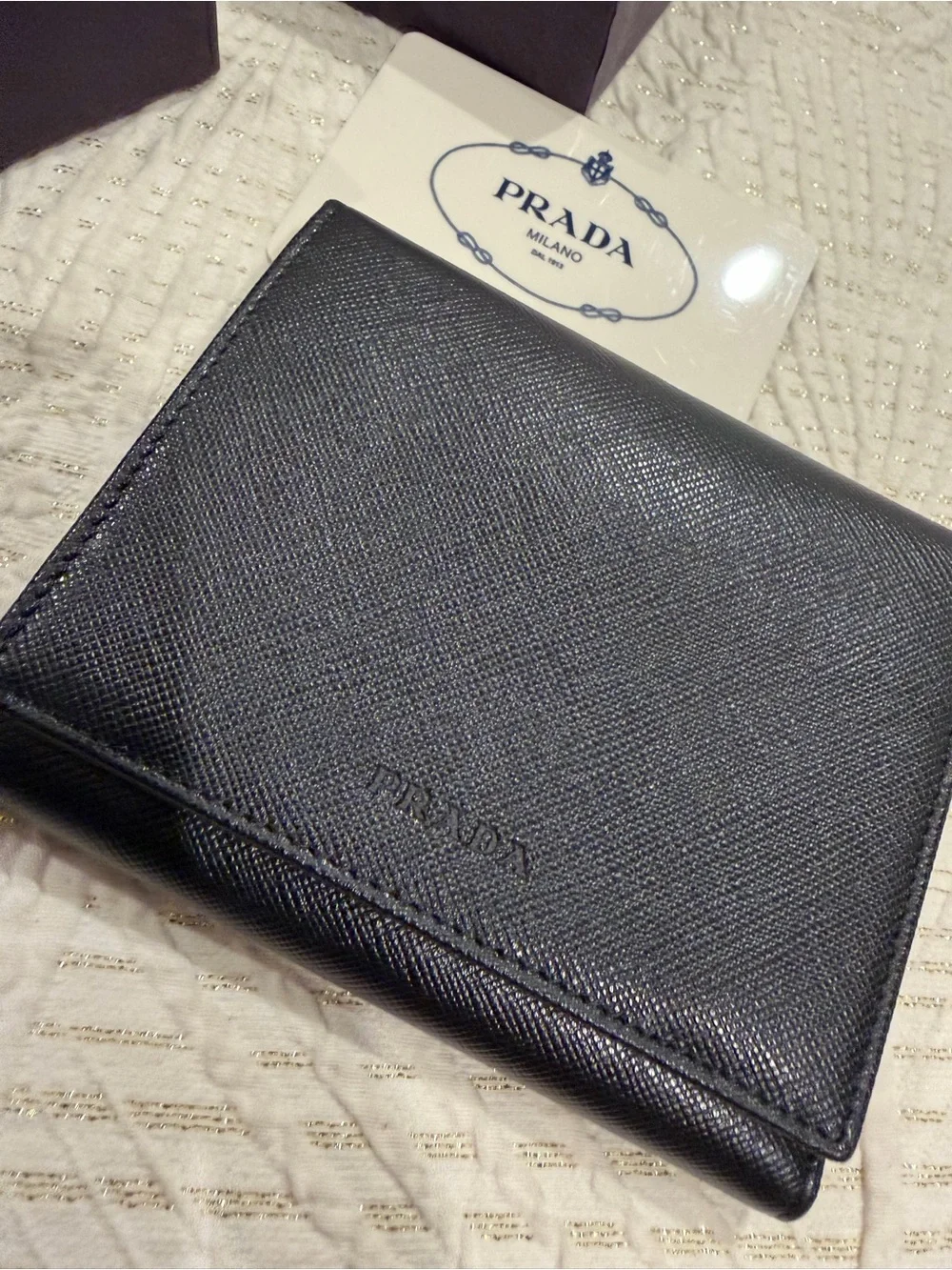 Prada Black Saffiano Leather bifold Wallet
